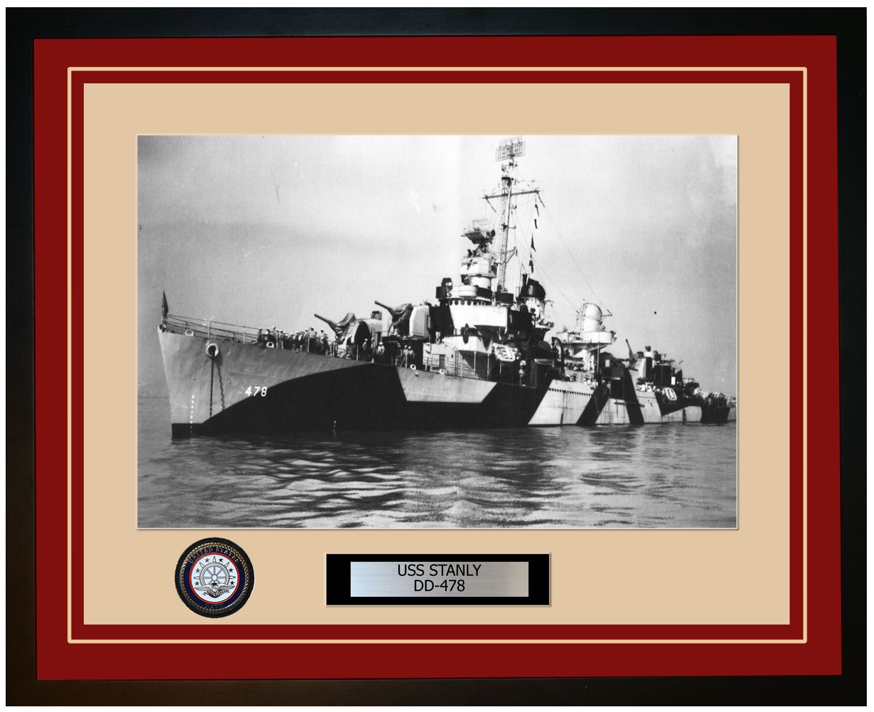 USS STANLY DD-478 Framed Navy Ship Photo Burgundy – Navy Emporium