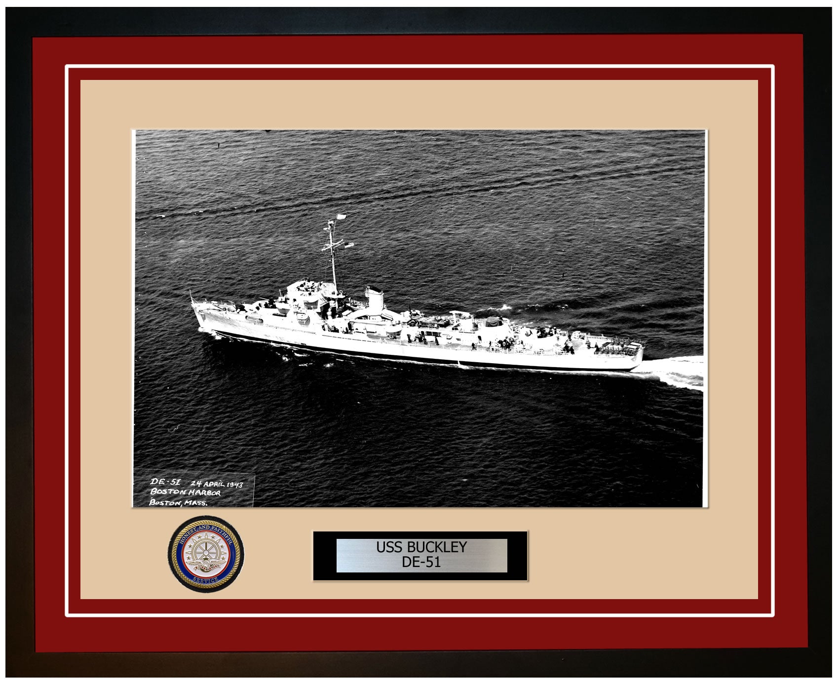 USS Buckley DE-51 Framed Navy Ship Photo Burgundy – Navy Emporium