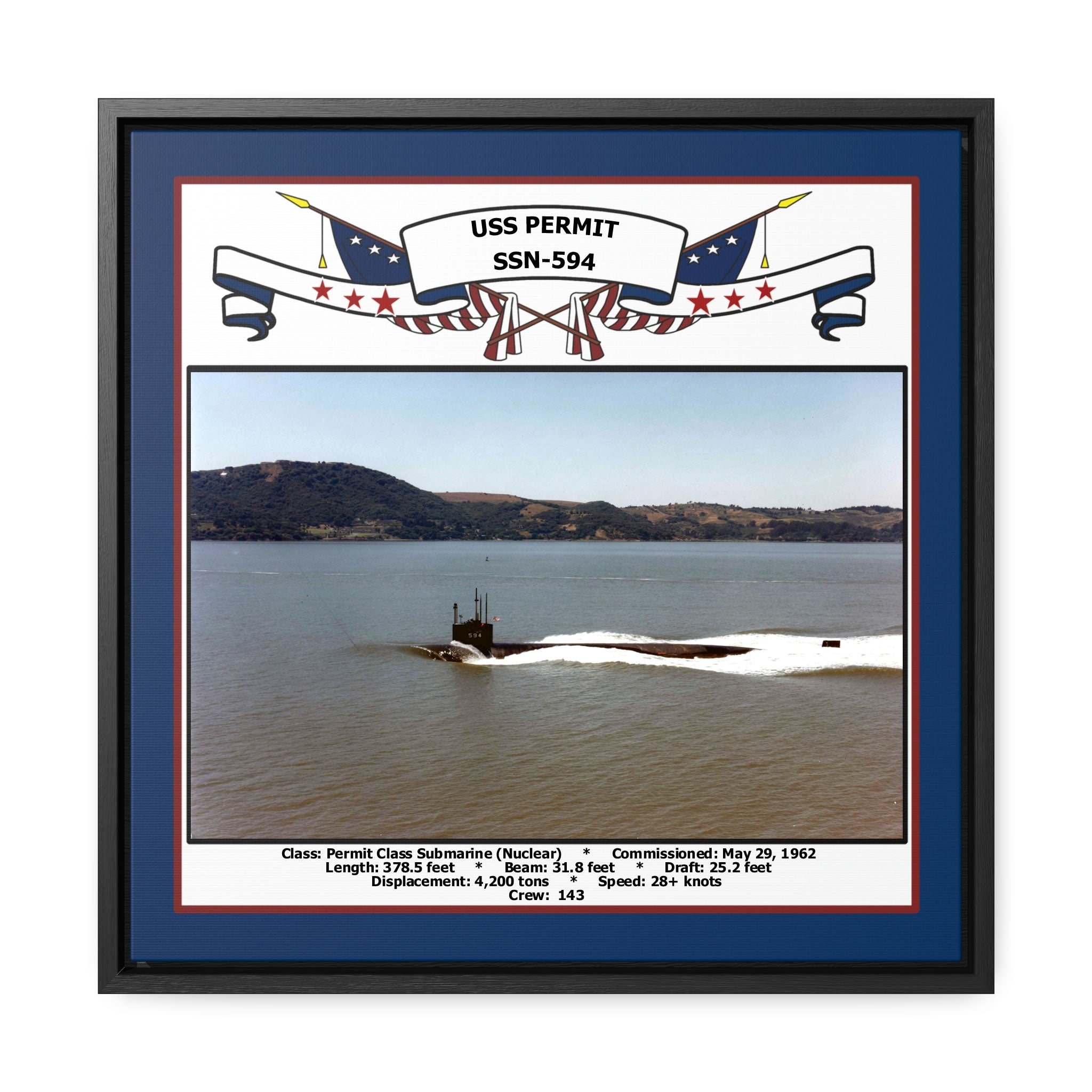 Uss Permit Ssn 594 Navy Floating Frame Photo Navy Emporium