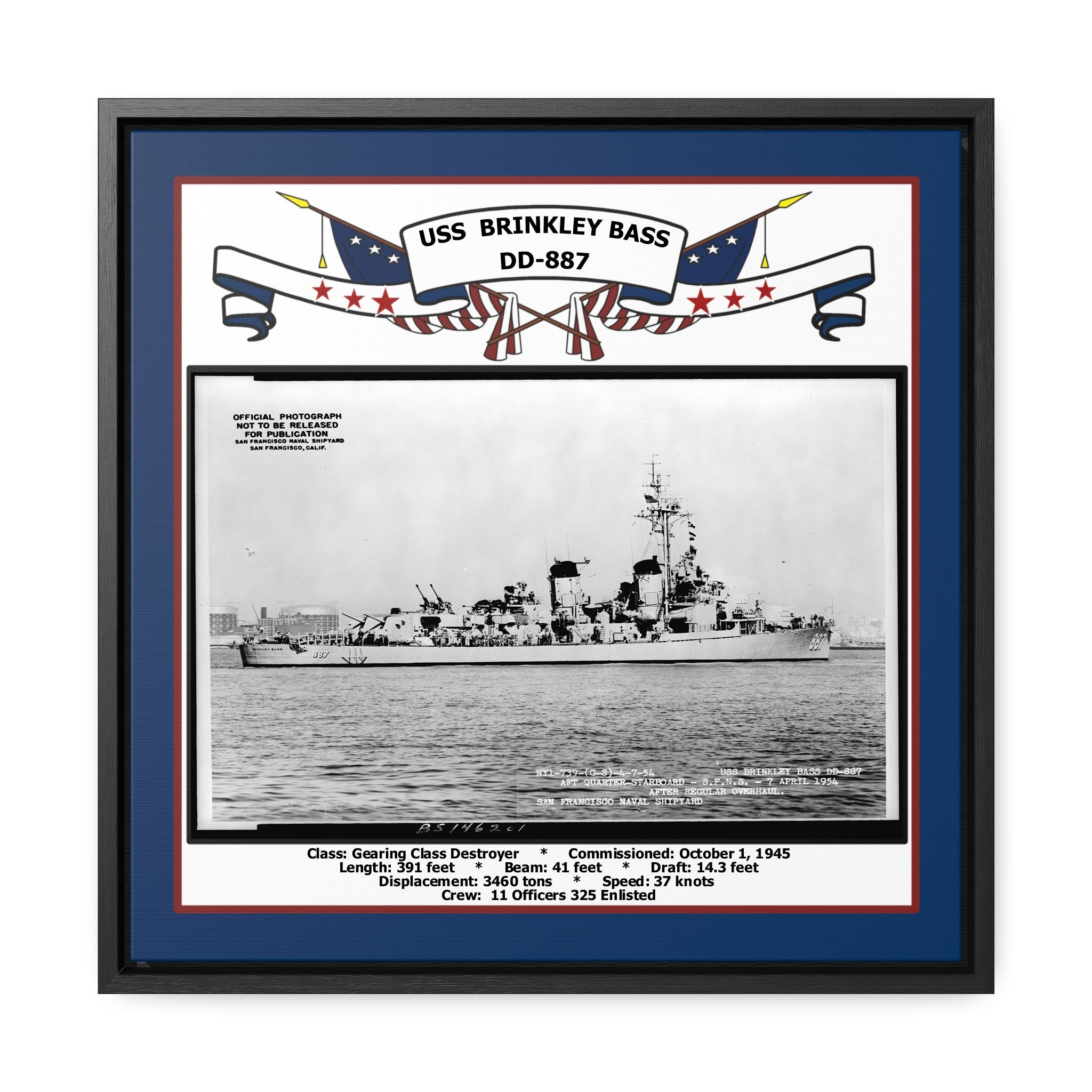 Uss Brinkley Bass Dd 887 Navy Floating Frame Photo Navy Emporium