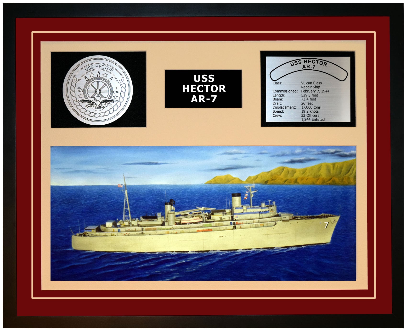 VINTAGE WWI US Navy USS Hector AR-7 Repair Ship Bronze Wall Plaques £123.28  - PicClick UK