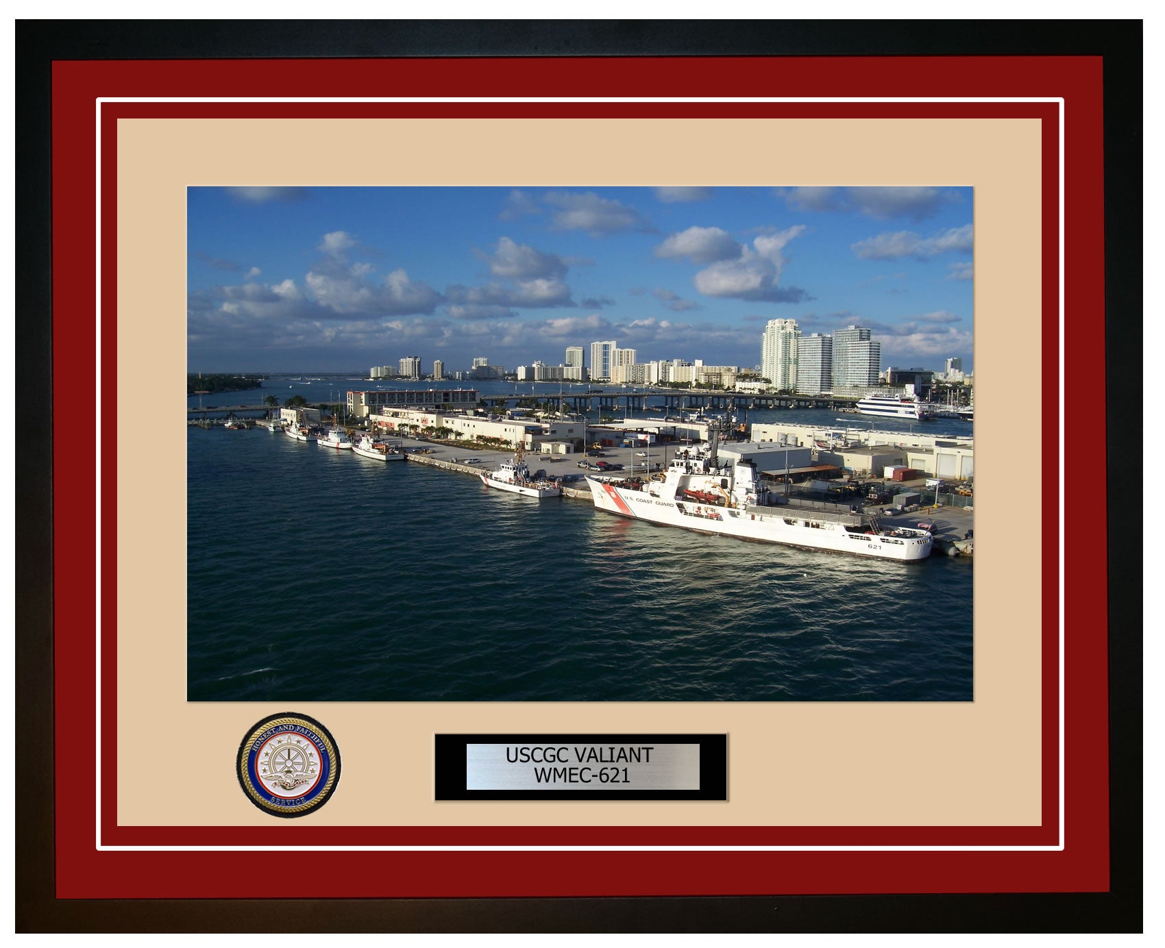 USCGC VALIANT WMEC 621 Framed Coast Guard Ship Photo Burgundy 107WMEC621