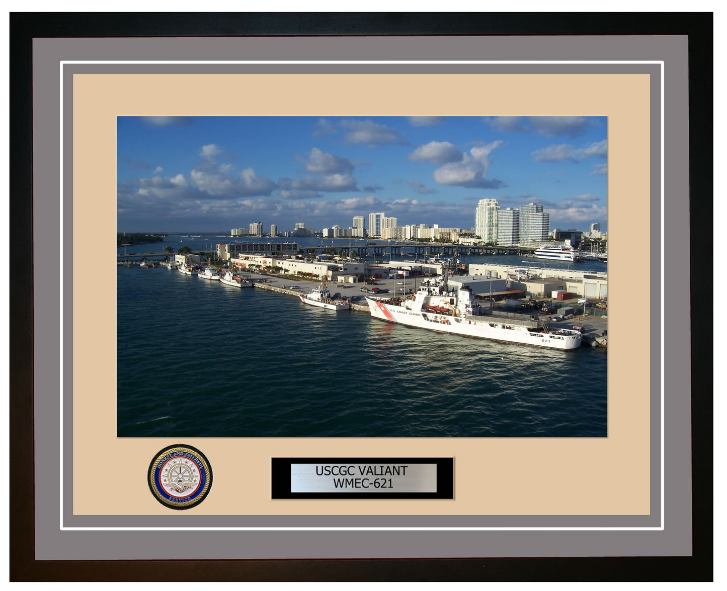 USCGC VALIANT WMEC 621 Framed Coast Guard Ship Photo Grey 107WMEC621