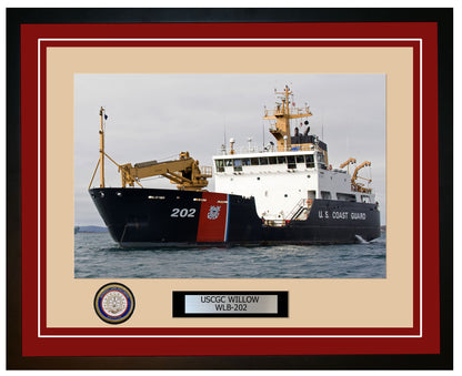 USCGC WILLOW WLB 202 Framed Coast Guard Ship Photo Burgundy 117WLB202