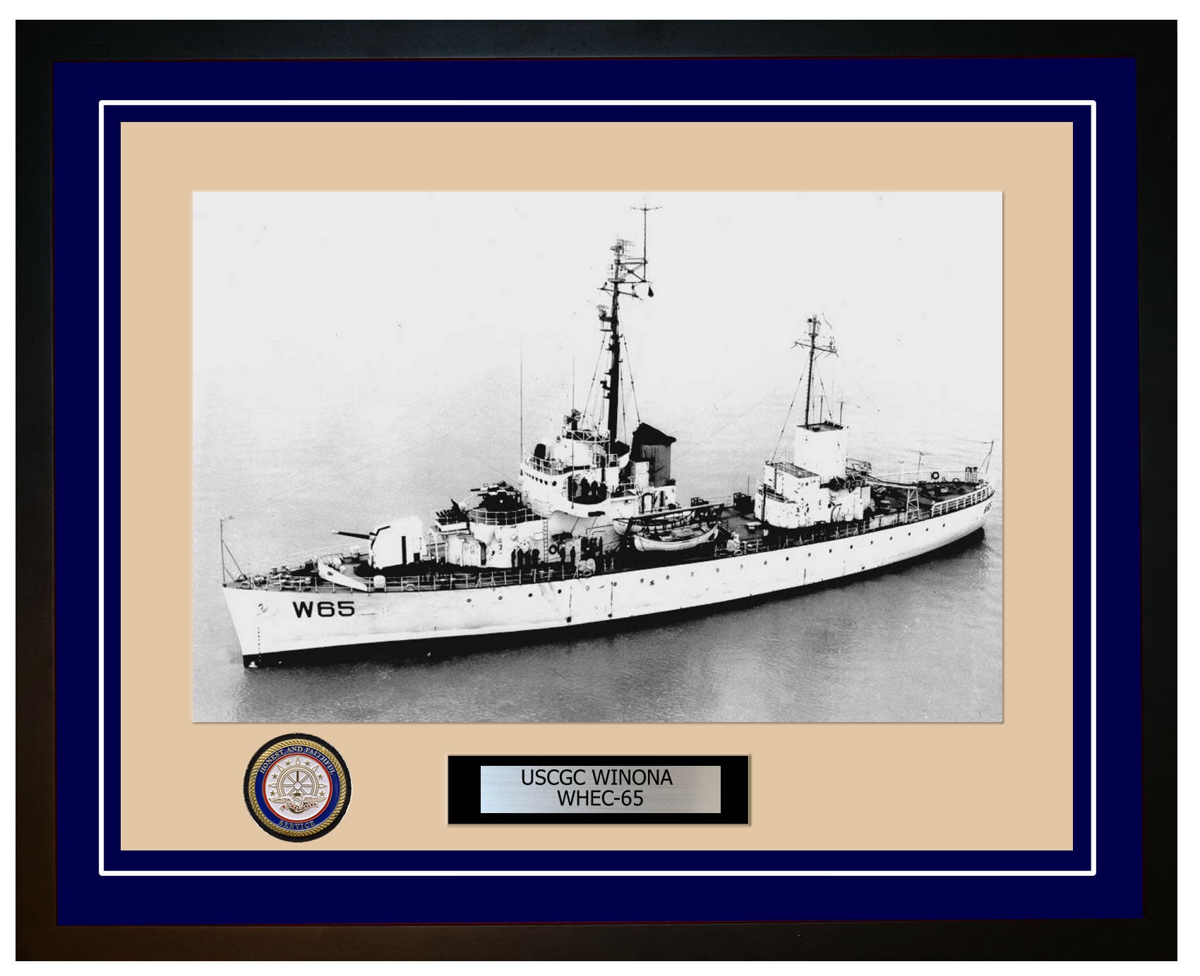 USCGC WINONA WHEC 65 Framed Coast Guard Ship Photo Blue 119WHEC65