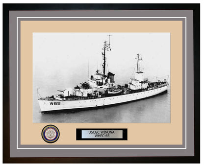 USCGC WINONA WHEC 65 Framed Coast Guard Ship Photo Grey 119WHEC65