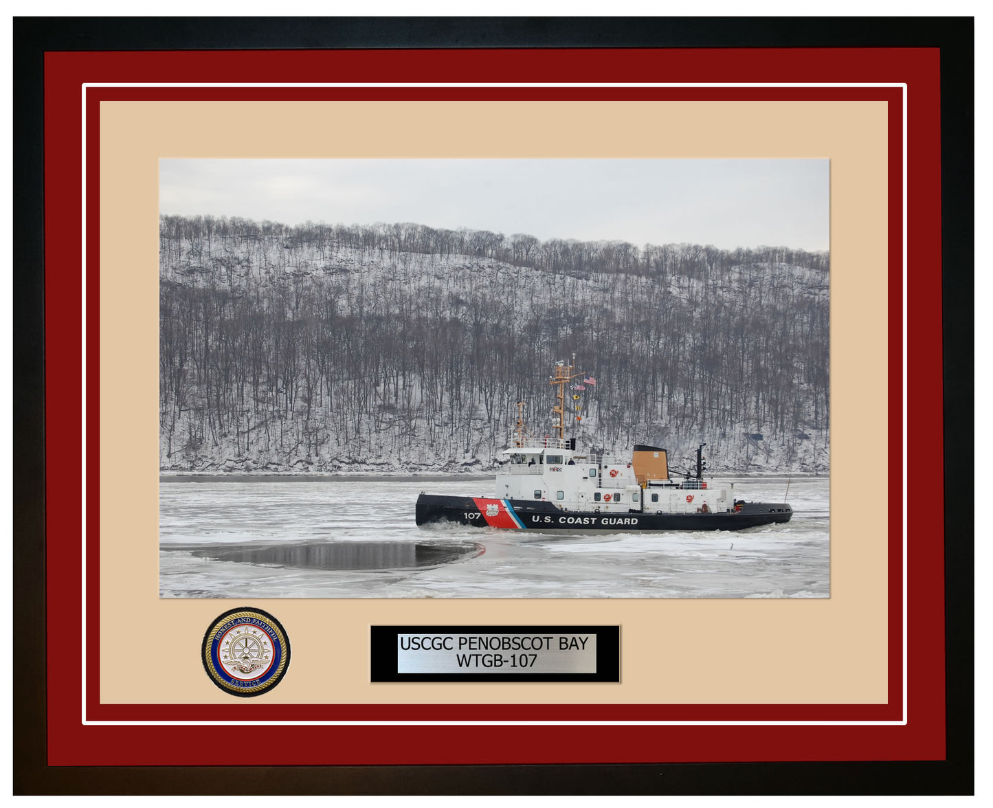 USCGC PENOBSCOT BAY WTGB 107 Framed Coast Guard Ship Photo Burgundy 121WTGB107