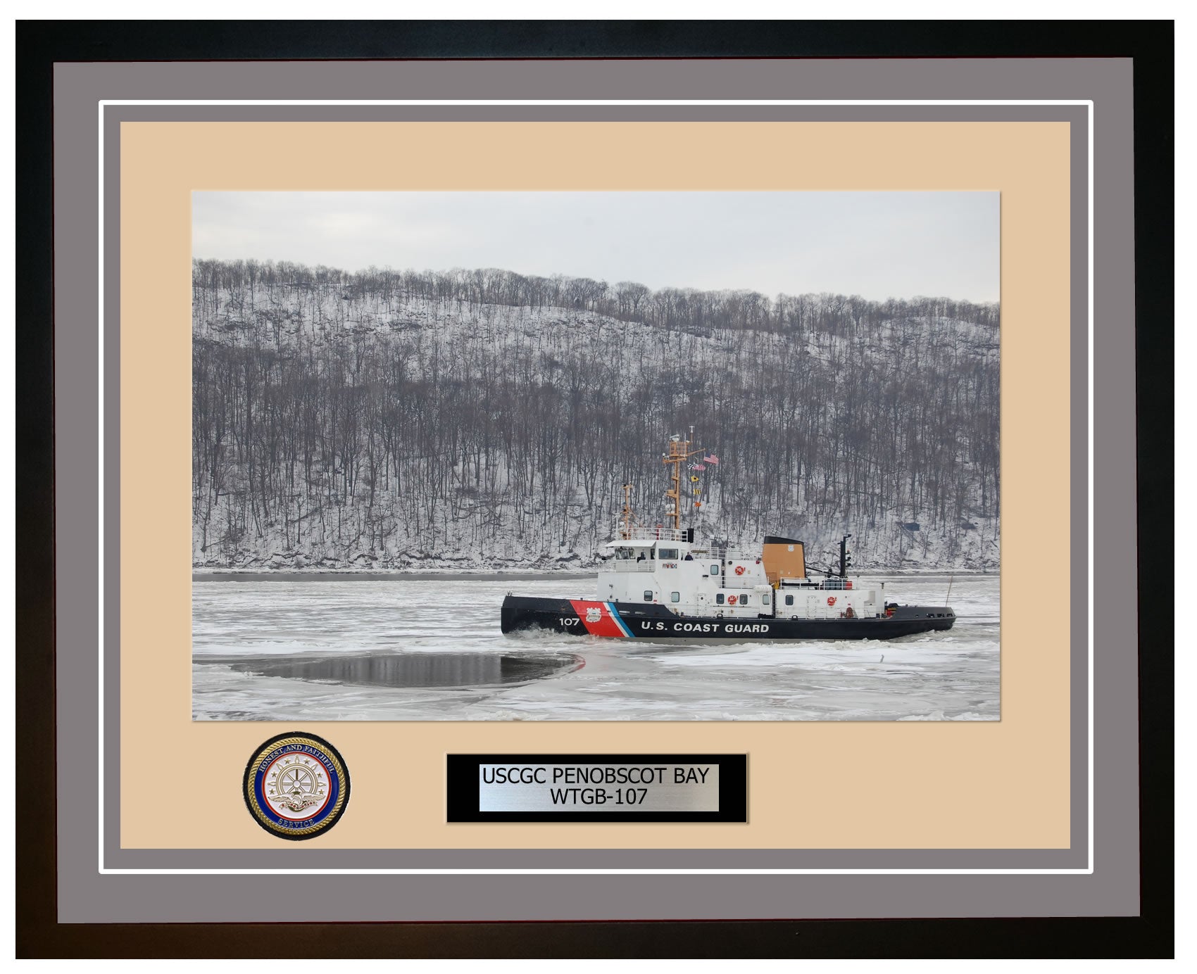 USCGC PENOBSCOT BAY WTGB 107 Framed Coast Guard Ship Photo Grey 121WTGB107