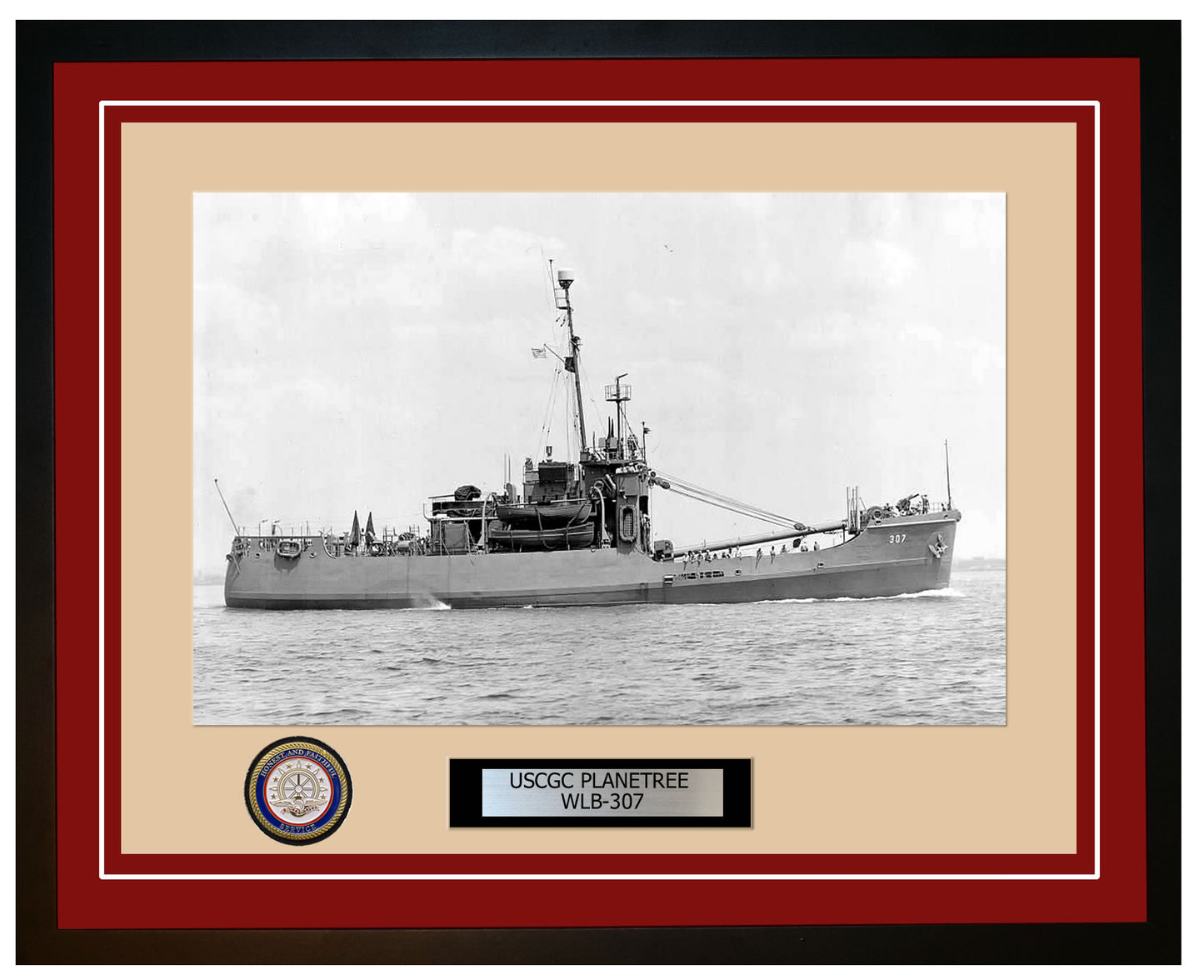 USCGC PLANETREE WLB 307 Framed Coast Guard Ship Photo Burgundy 122WLB307