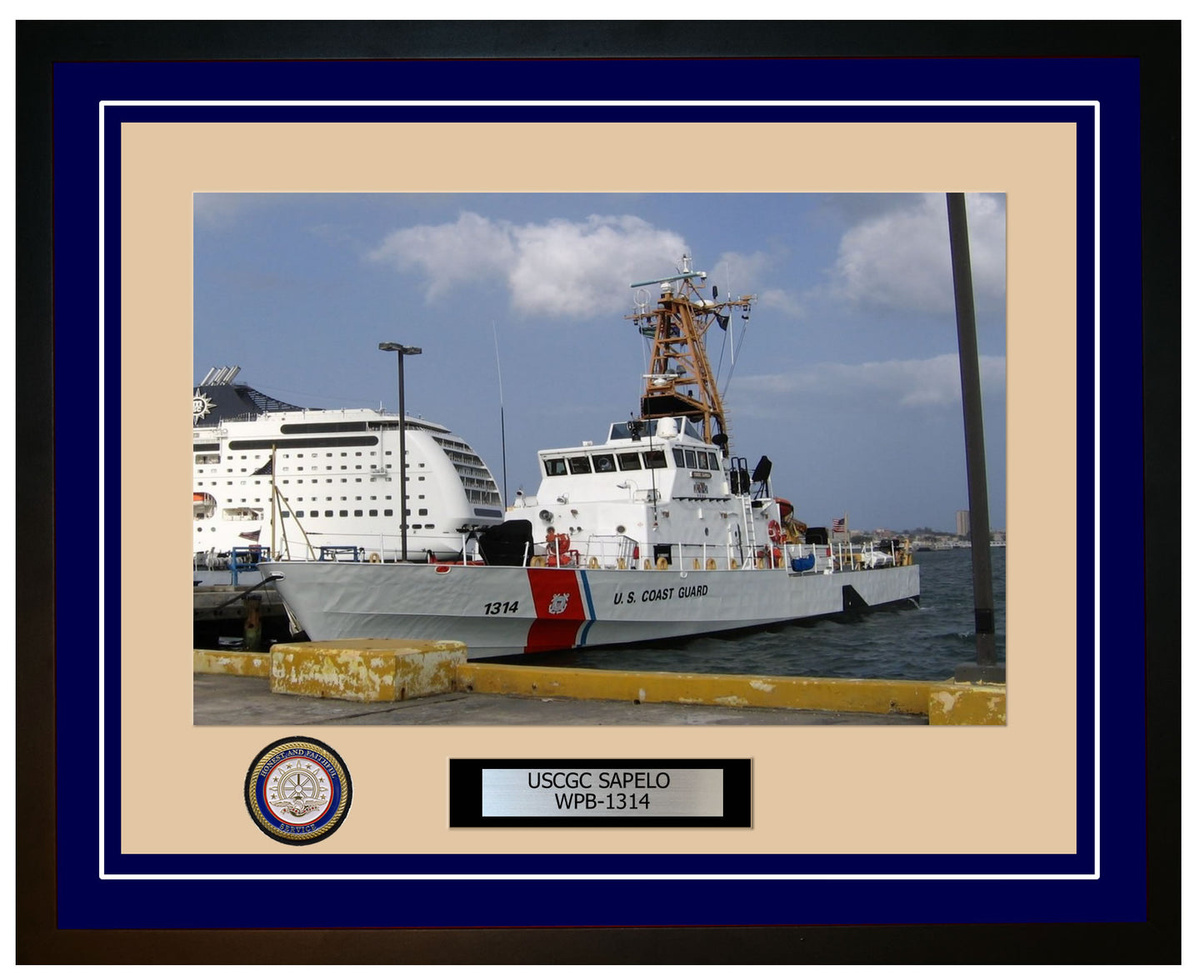 USCGC SAPELO WPB 1314 Framed Coast Guard Ship Photo Blue 128WPB1314