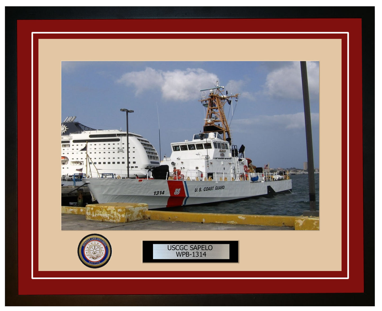 USCGC SAPELO WPB 1314 Framed Coast Guard Ship Photo Burgundy 128WPB1314