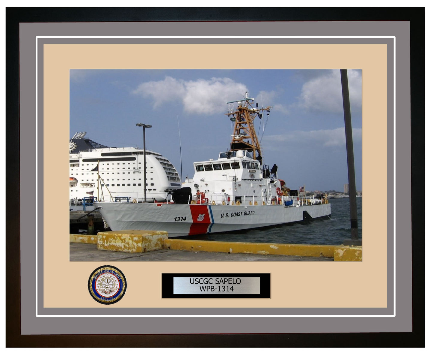 USCGC SAPELO WPB 1314 Framed Coast Guard Ship Photo Grey 128WPB1314