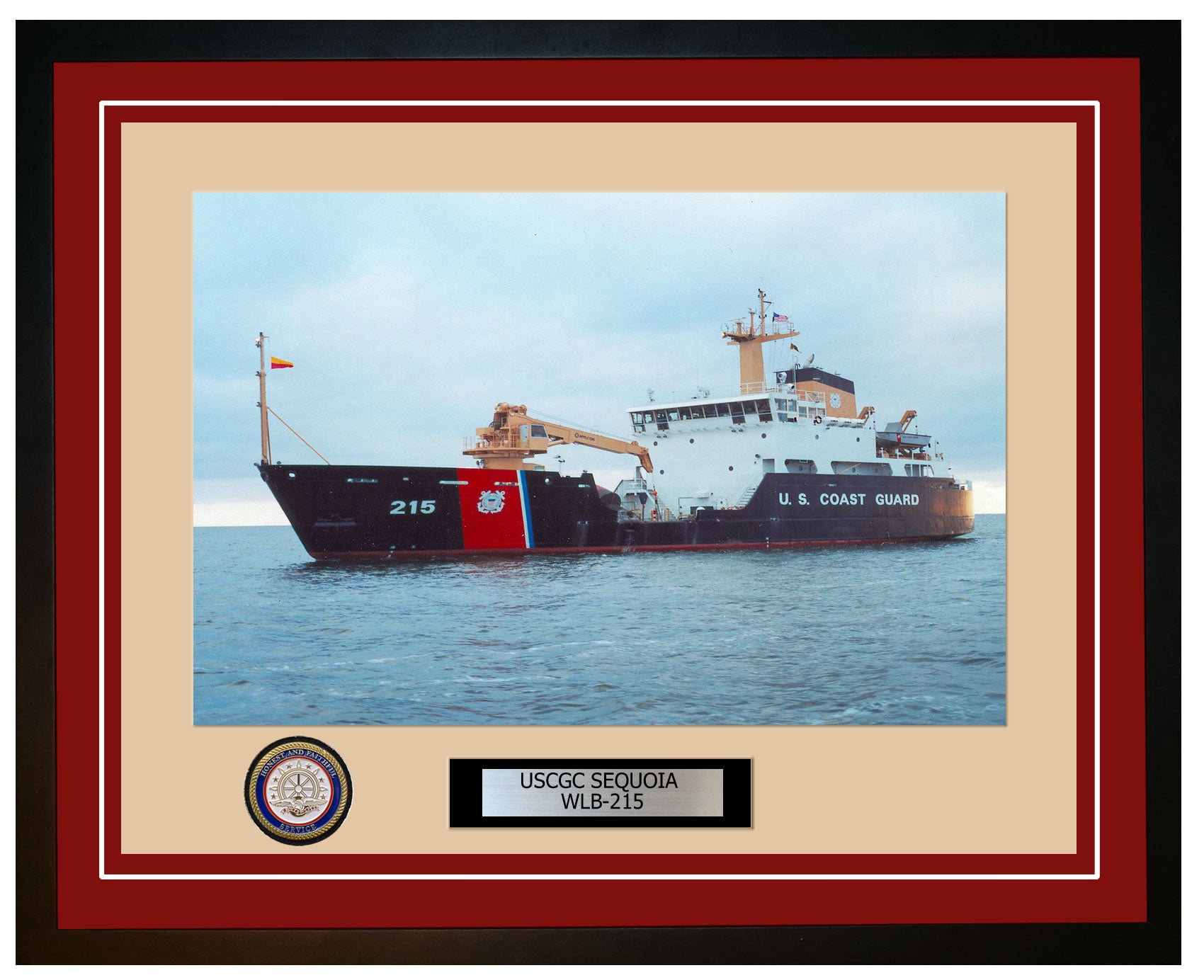 USCGC SEQUOIA WLB 215 Framed Coast Guard Ship Photo Burgundy 133WLB215