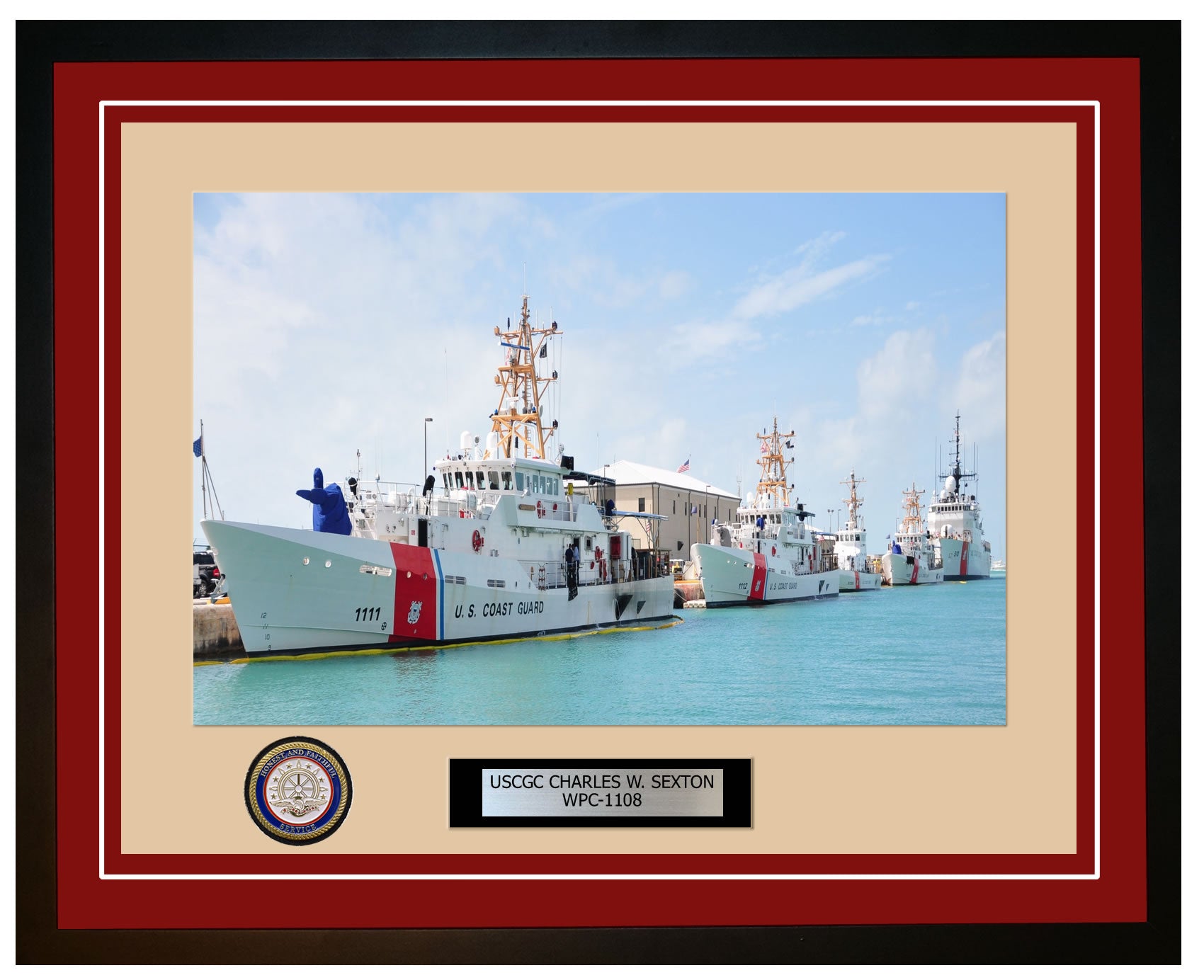 USCGC CHARLES W. SEXTON WPC 1108 Framed Coast Guard Ship Photo Burgundy 143WPC1108