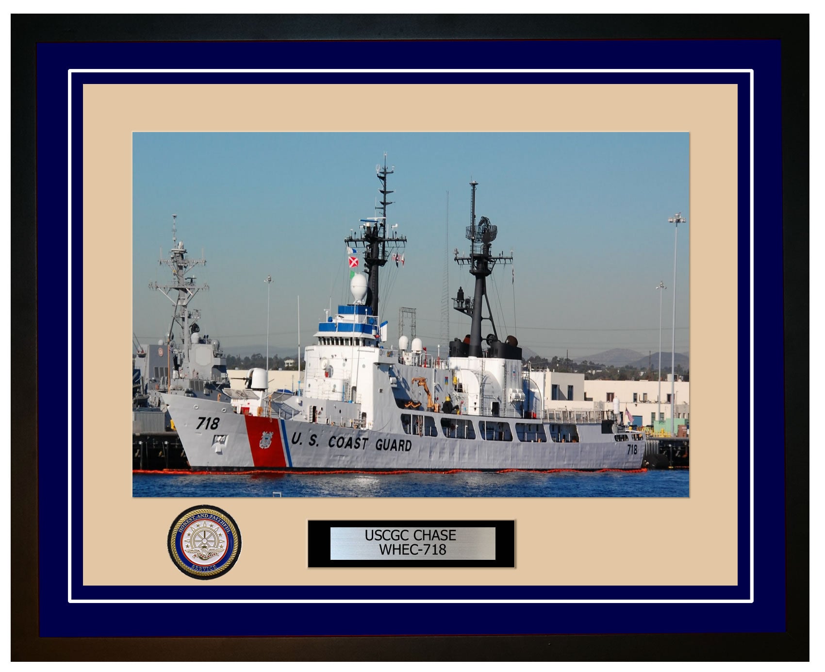 USCGC CHASE WHEC 718 Framed Coast Guard Ship Photo Blue 144WHEC718