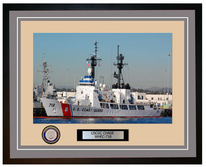 USCGC CHASE WHEC 718 Framed Coast Guard Ship Photo Grey 144WHEC718