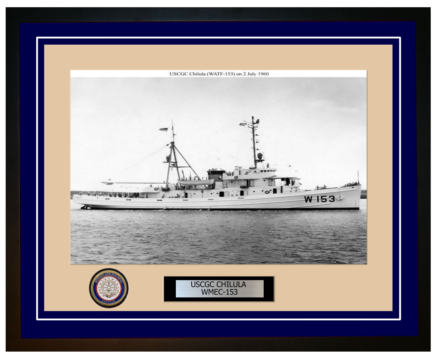 USCGC CHILULA WMEC 153 Framed Coast Guard Ship Photo Blue 146WMEC153