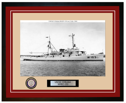 USCGC CHILULA WMEC 153 Framed Coast Guard Ship Photo Burgundy 146WMEC153