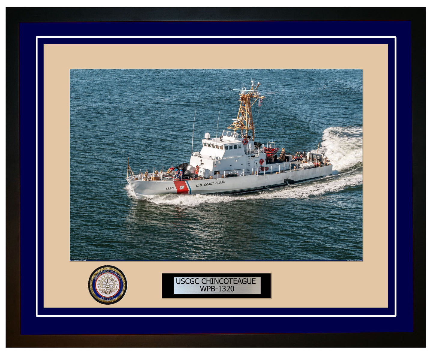 USCGC CHINCOTEAGUE WPB 1320 Framed Coast Guard Ship Photo Blue 147WPB1320