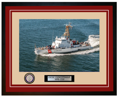 USCGC CHINCOTEAGUE WPB 1320 Framed Coast Guard Ship Photo Burgundy 147WPB1320