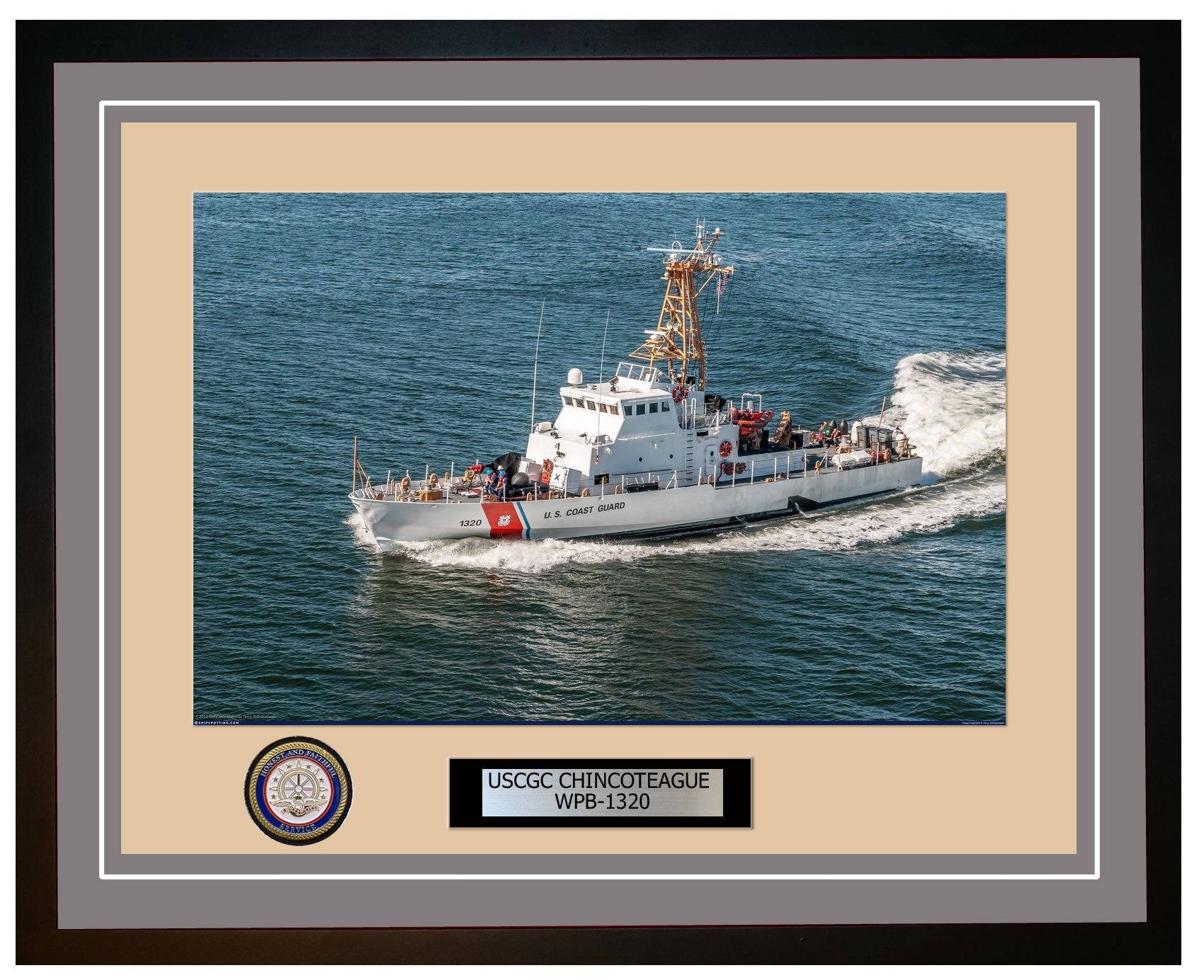 USCGC CHINCOTEAGUE WPB 1320 Framed Coast Guard Ship Photo Grey 147WPB1320