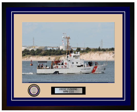 USCGC CUSHING WPB 1321 Framed Coast Guard Ship Photo Blue 159WPB1321