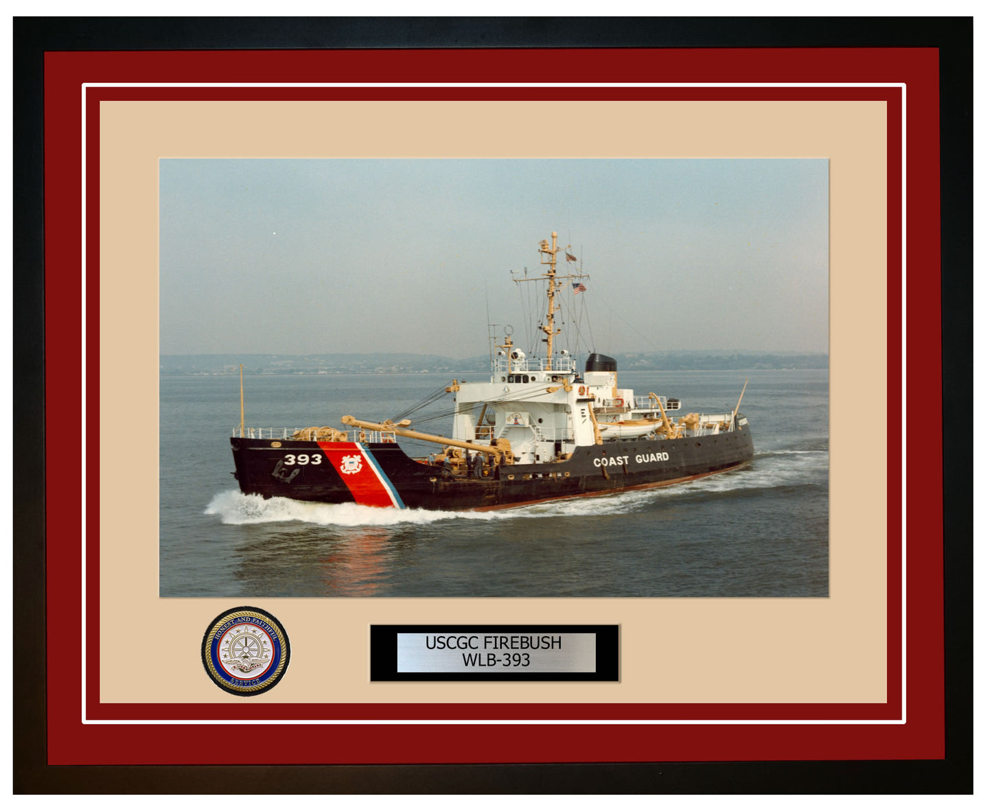 USCGC FIREBUSH WLB 393 Framed Coast Guard Ship Photo Burgundy 179WLB393