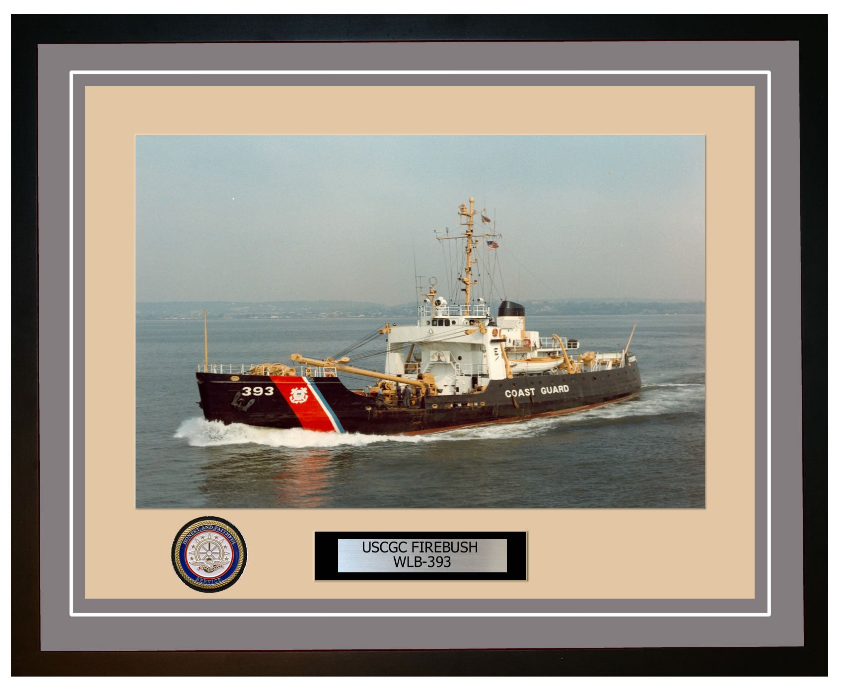 USCGC FIREBUSH WLB 393 Framed Coast Guard Ship Photo Grey 179WLB393