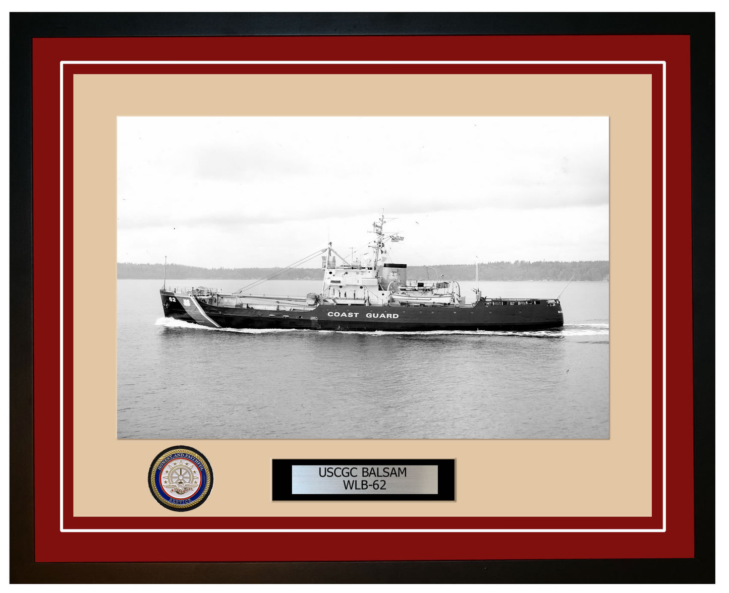 USCGC BALSAM WLB 62 Framed Coast Guard Ship Photo Burgundy 17WLB62