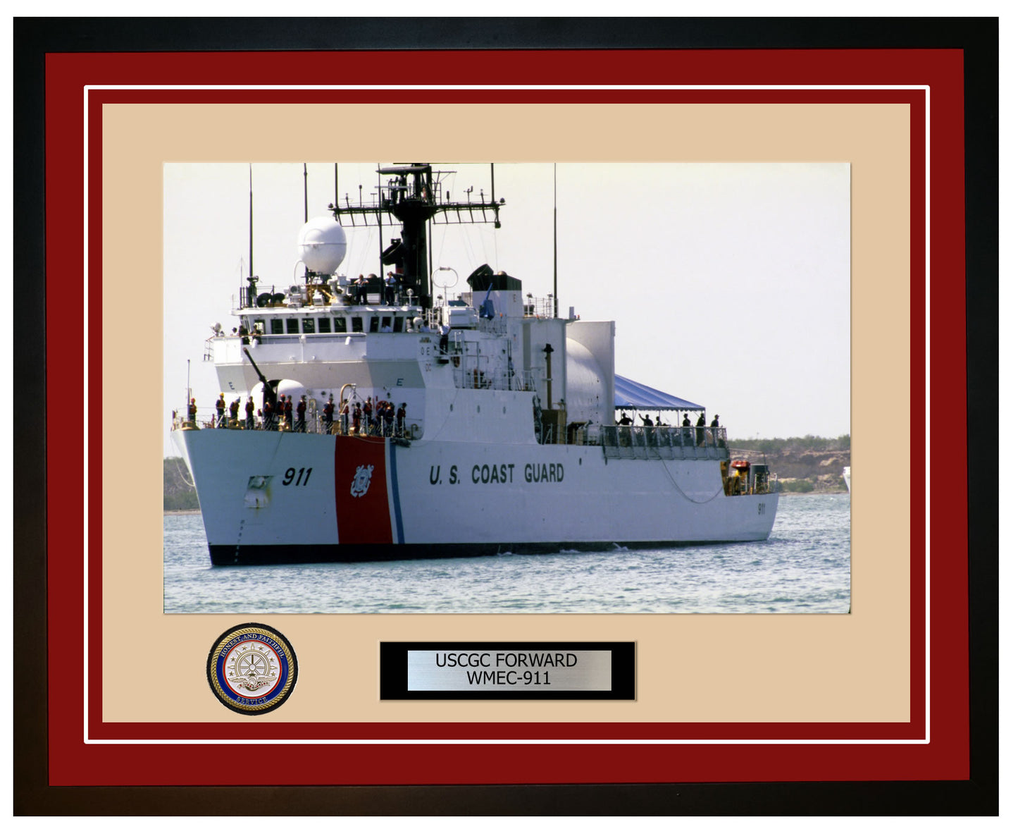 USCGC FORWARD WMEC 911 Framed Coast Guard Ship Photo Burgundy 181WMEC911