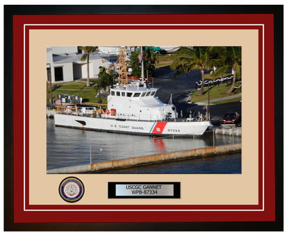 USCGC GANNET WPB 87334 Framed Coast Guard Ship Photo Burgundy 184WPB87334