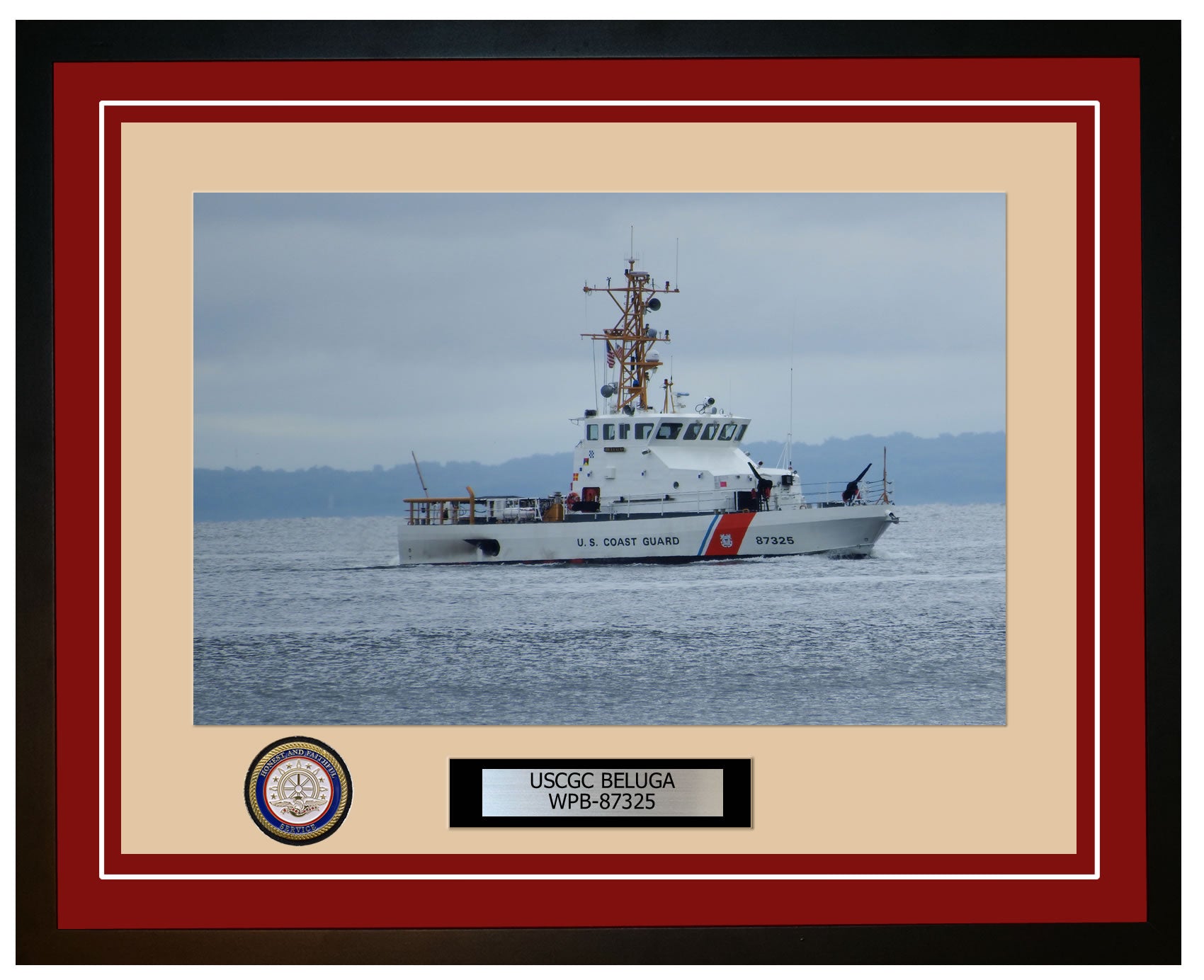 USCGC BELUGA WPB 87325 Framed Coast Guard Ship Photo Burgundy 193WPB87325