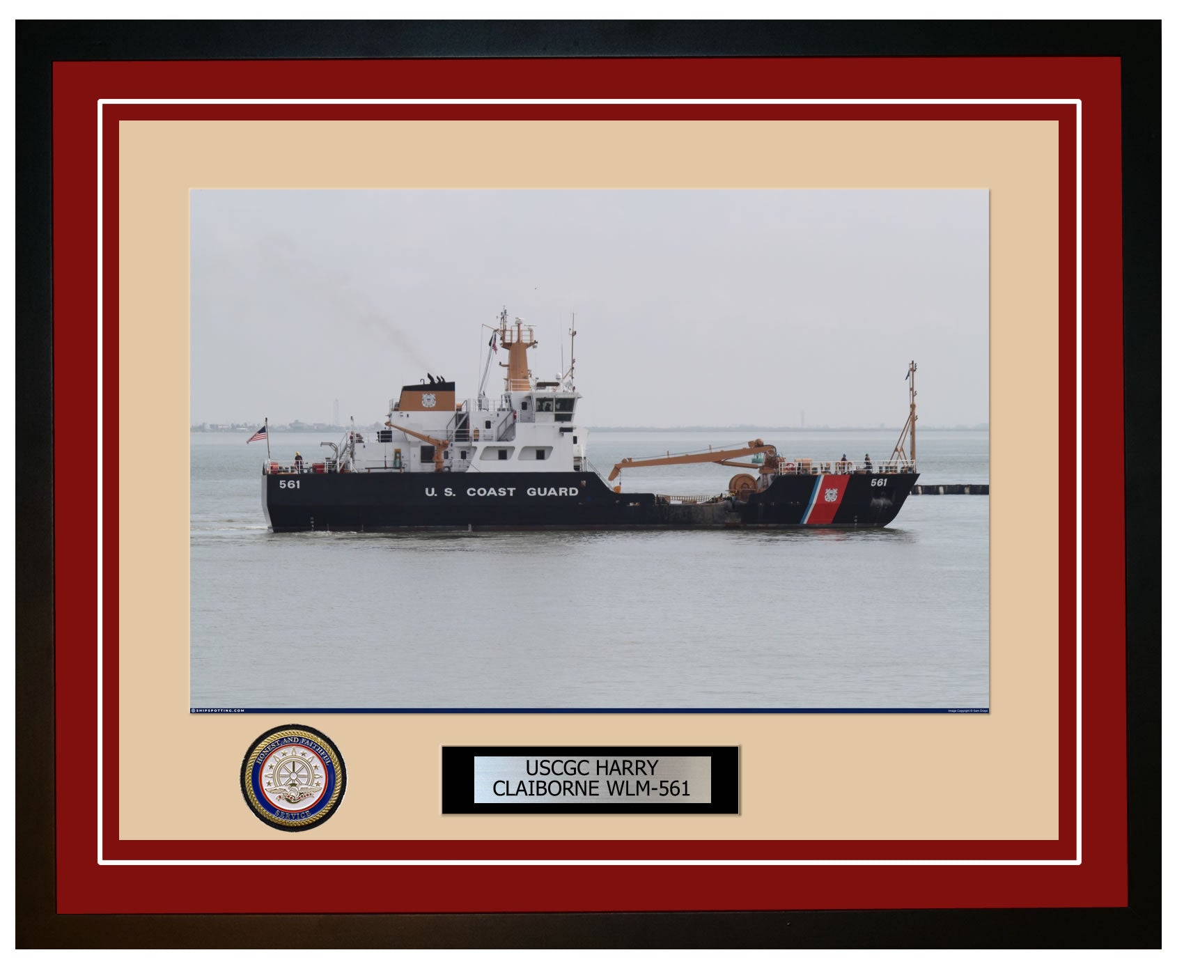 USCGC HARRY CLAIBORNE WLM 561 Framed Coast Guard Ship Photo Burgundy 200WLM561