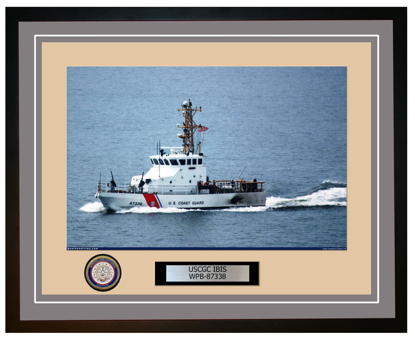 USCGC IBIS WPB 87338 Framed Coast Guard Ship Photo Grey 205WPB87338