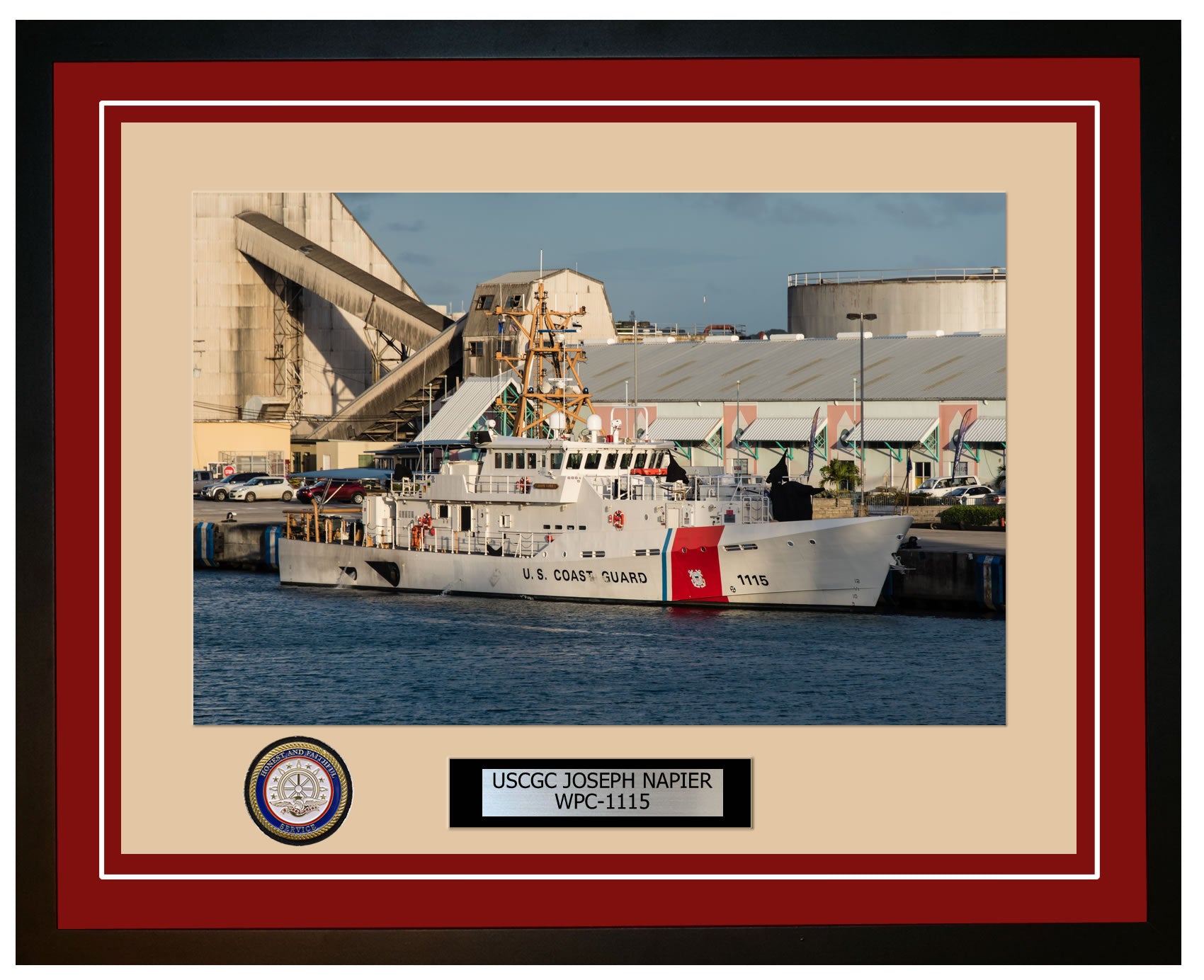 USCGC JOSEPH NAPIER WPC 1115 Framed Coast Guard Ship Photo Burgundy 206WPC1115