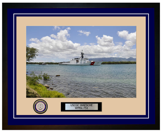 USCGC WAESCHE WMSL 751 Framed Coast Guard Ship Photo Blue 220WMSL751