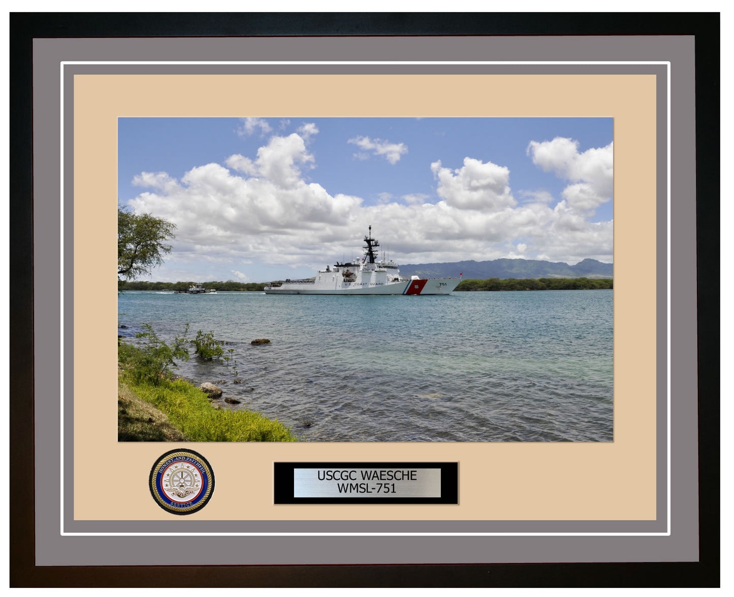 USCGC WAESCHE WMSL 751 Framed Coast Guard Ship Photo Grey 220WMSL751