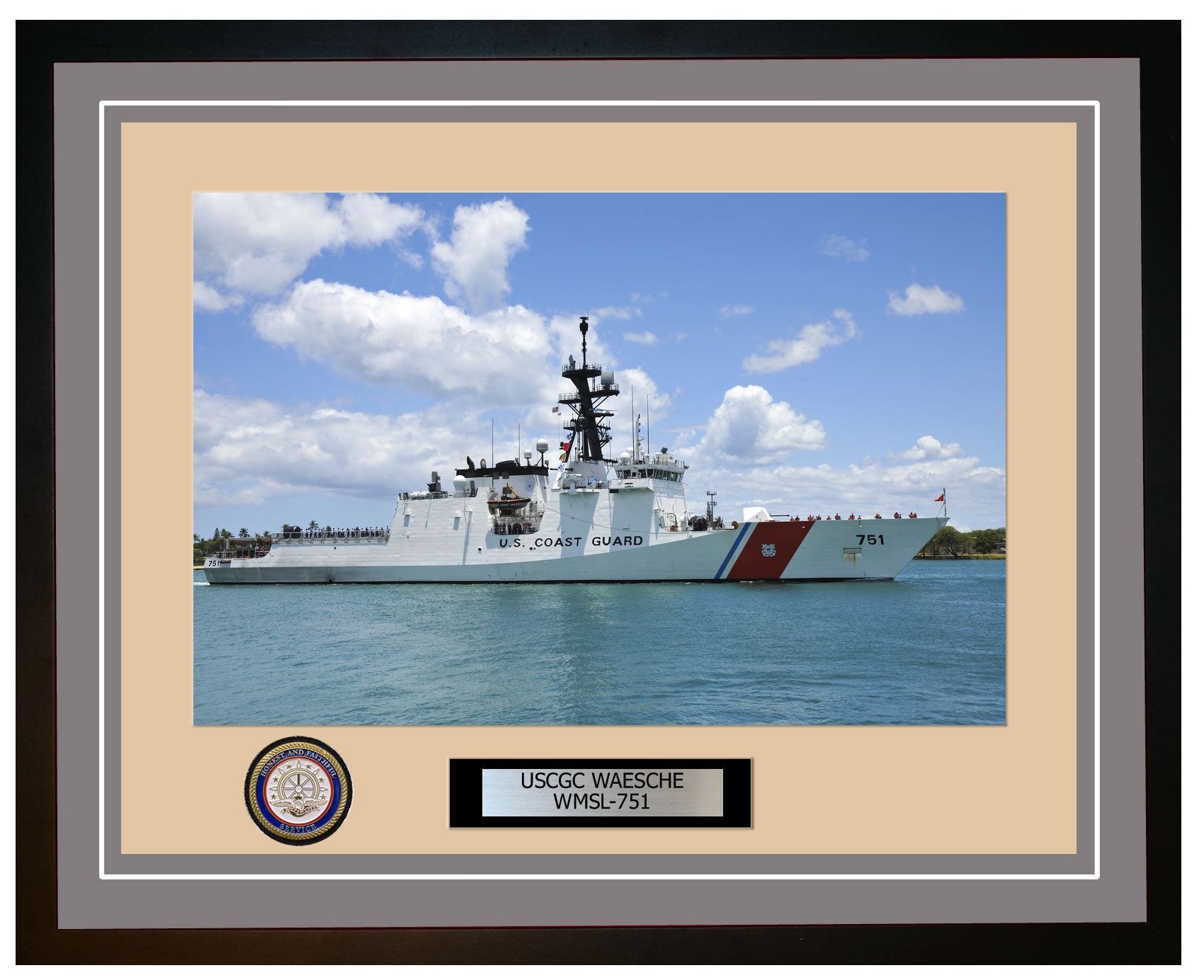 USCGC WAESCHE WMSL 751 Framed Coast Guard Ship Photo Grey 222WMSL751