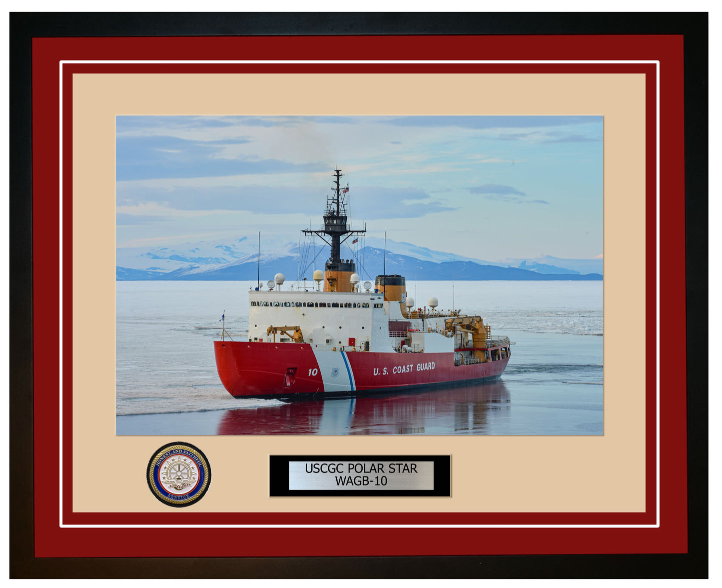 USCGC POLAR STAR WAGB 10 Framed Coast Guard Ship Photo Burgundy 247WAGB10