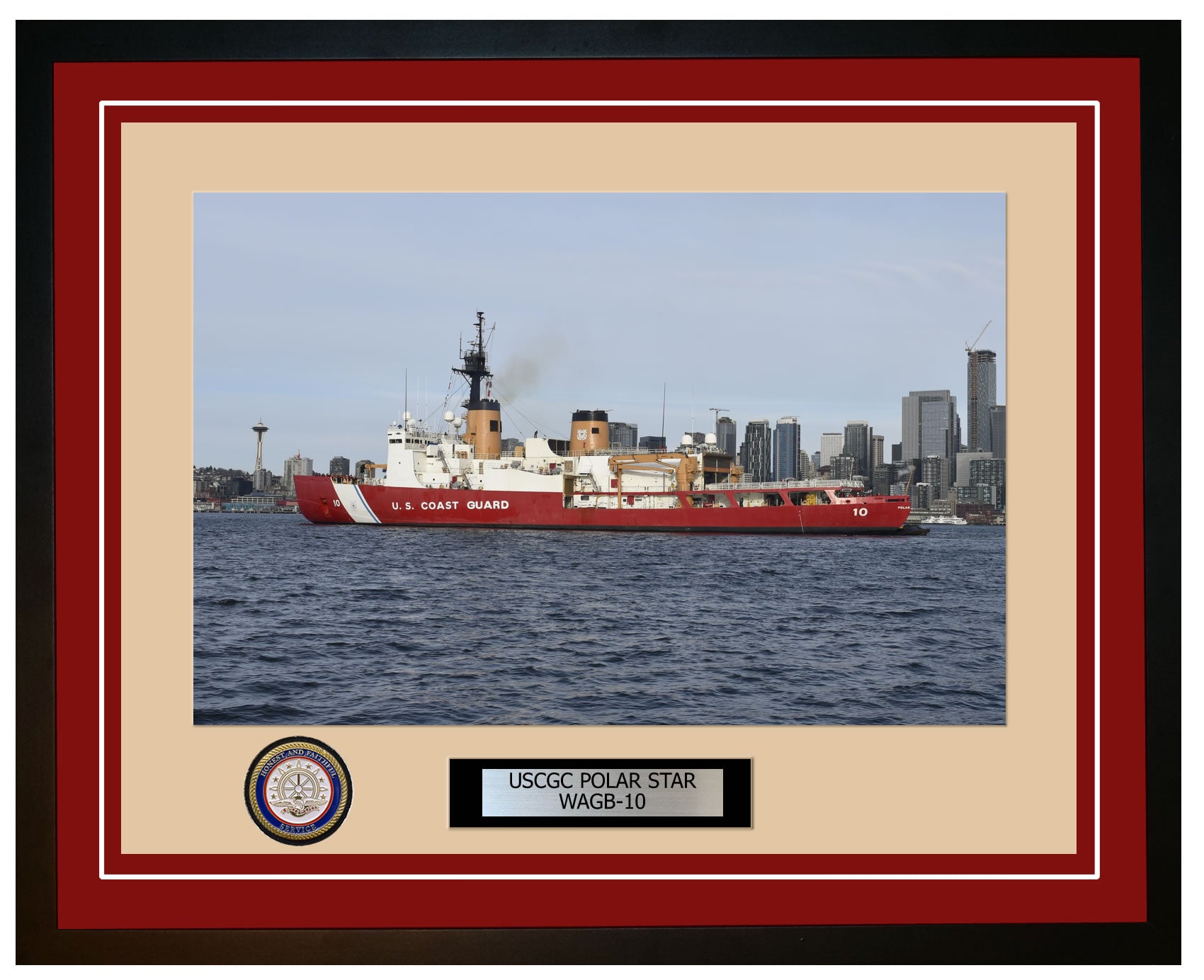 USCGC POLAR STAR WAGB 10 Framed Coast Guard Ship Photo Burgundy 249WAGB10