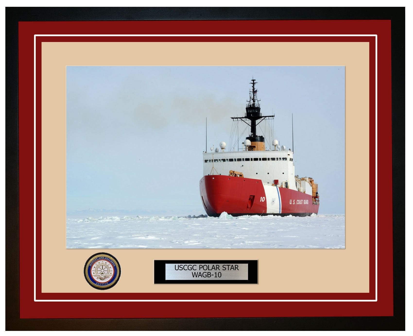 USCGC POLAR STAR WAGB 10 Framed Coast Guard Ship Photo Burgundy 251WAGB10