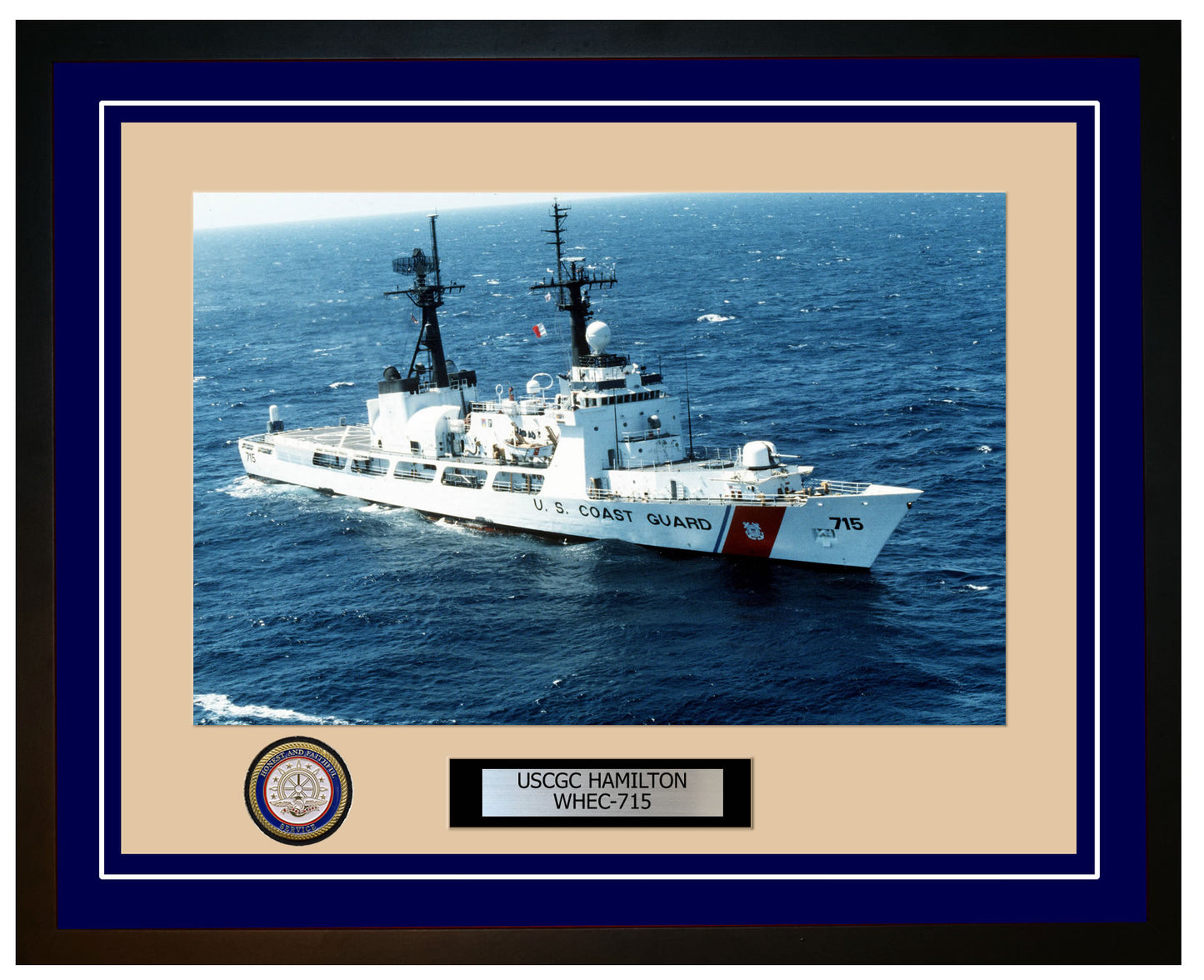 USCGC HAMILTON WHEC 715 Framed Coast Guard Ship Photo Blue 252WHEC715