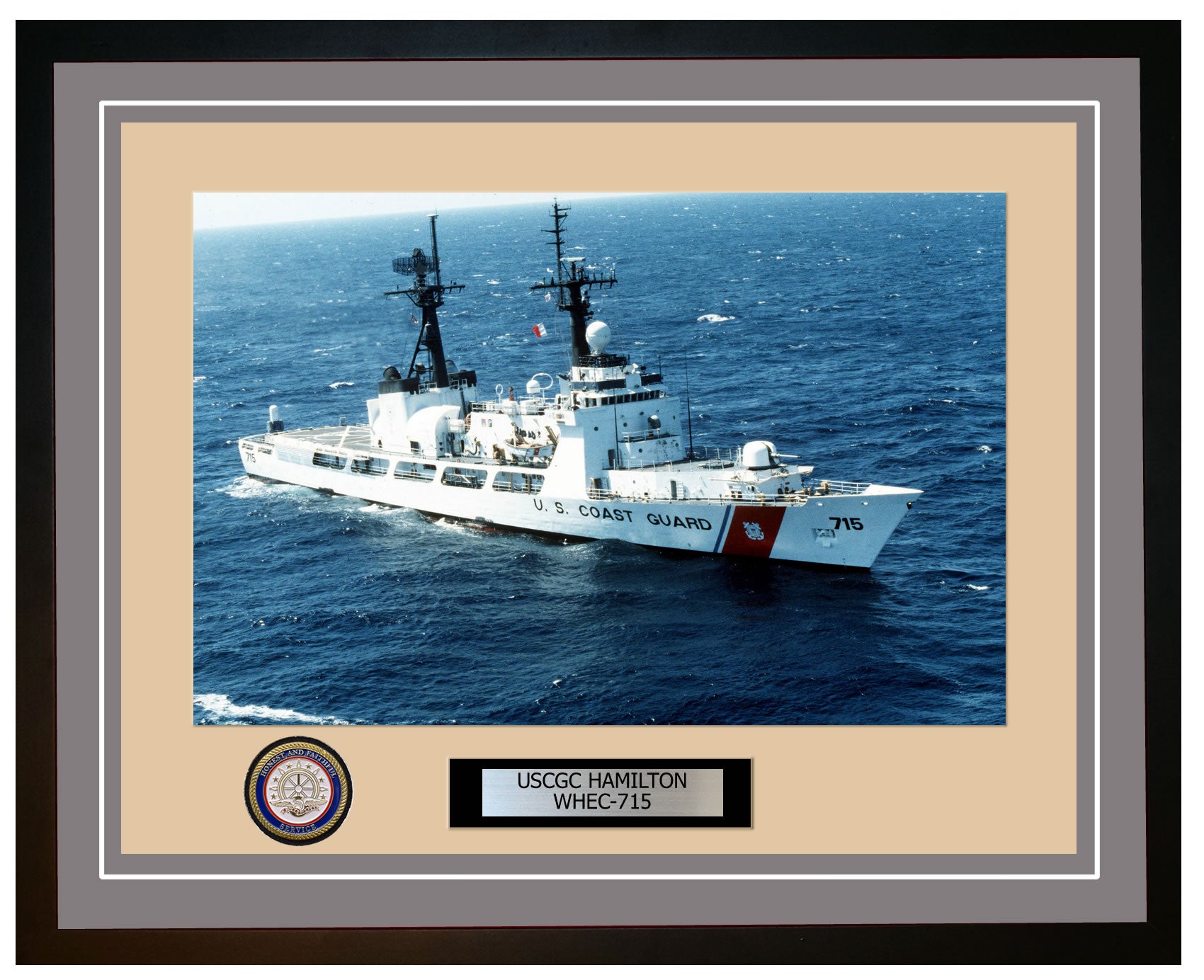 USCGC HAMILTON WHEC 715 Framed Coast Guard Ship Photo Grey 252WHEC715