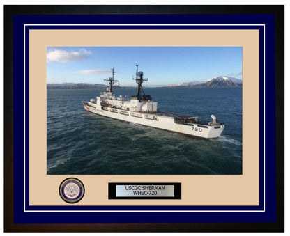 USCGC SHERMAN WHEC 720 Framed Coast Guard Ship Photo Blue 258WHEC720