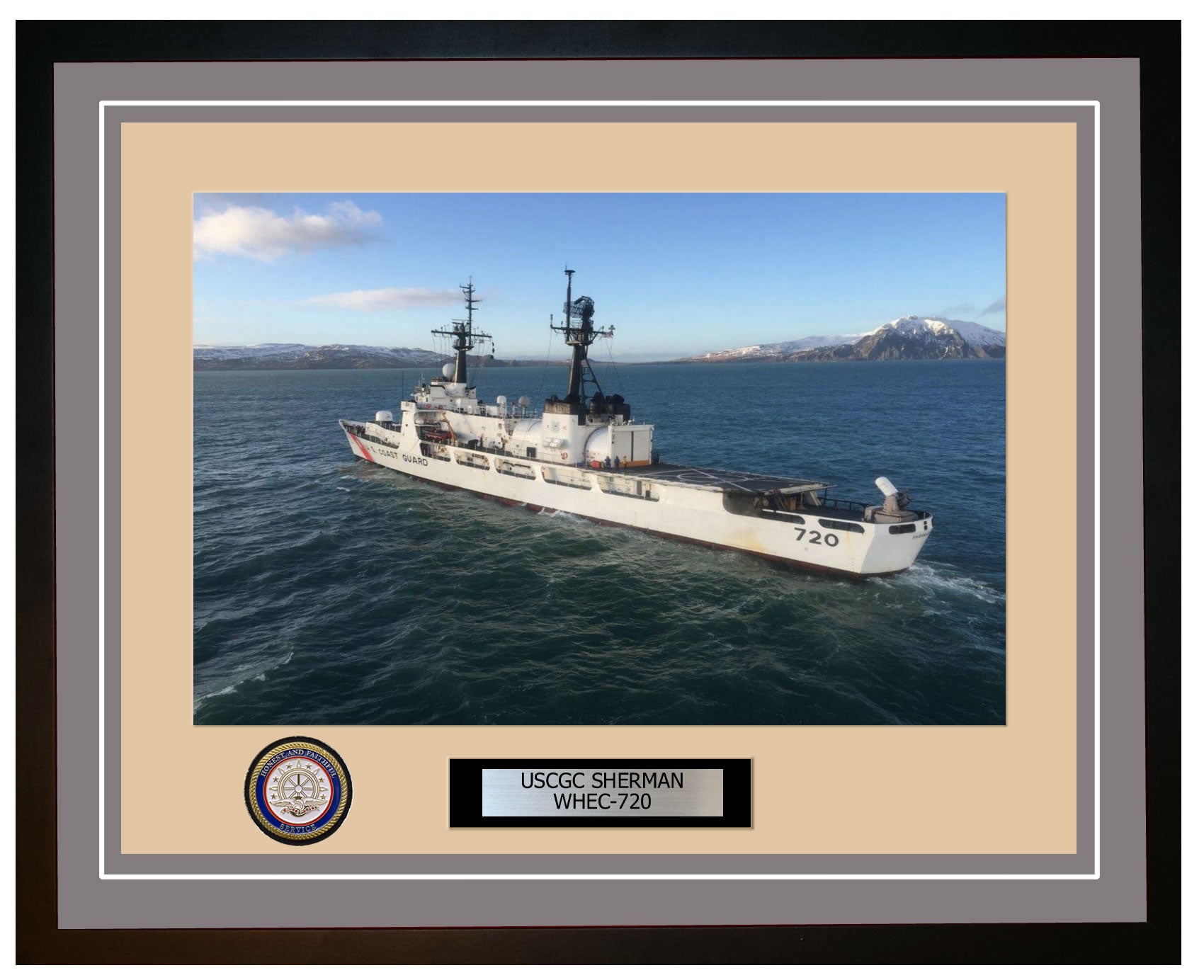 USCGC SHERMAN WHEC 720 Framed Coast Guard Ship Photo Grey 258WHEC720