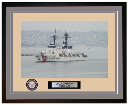 USCGC SHERMAN WHEC 720 Framed Coast Guard Ship Photo Grey 259WHEC720