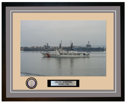 USCGC SHERMAN WHEC 720 Framed Coast Guard Ship Photo Grey 260WHEC720