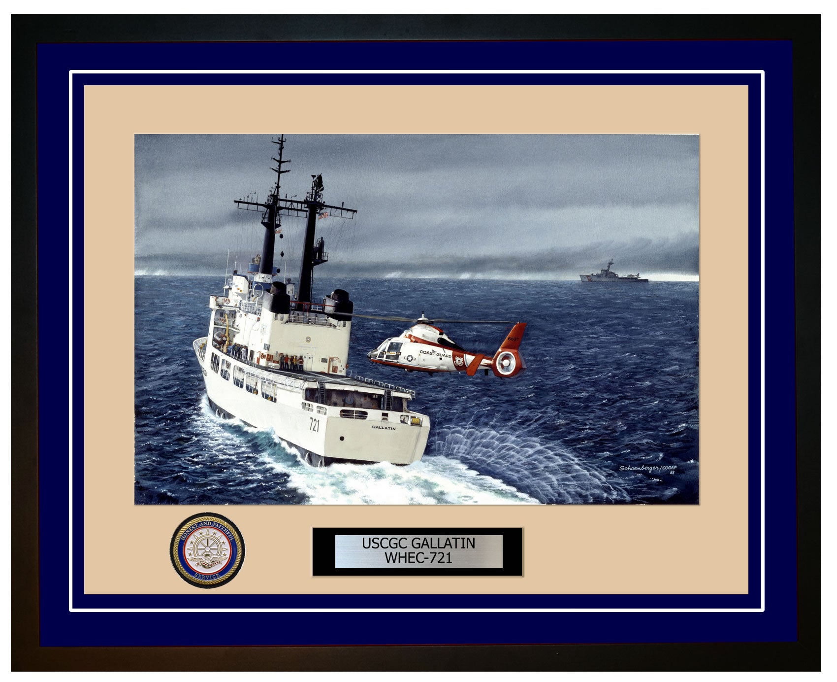 USCGC GALLATIN WHEC 721 Framed Coast Guard Ship Photo Blue 261WHEC721