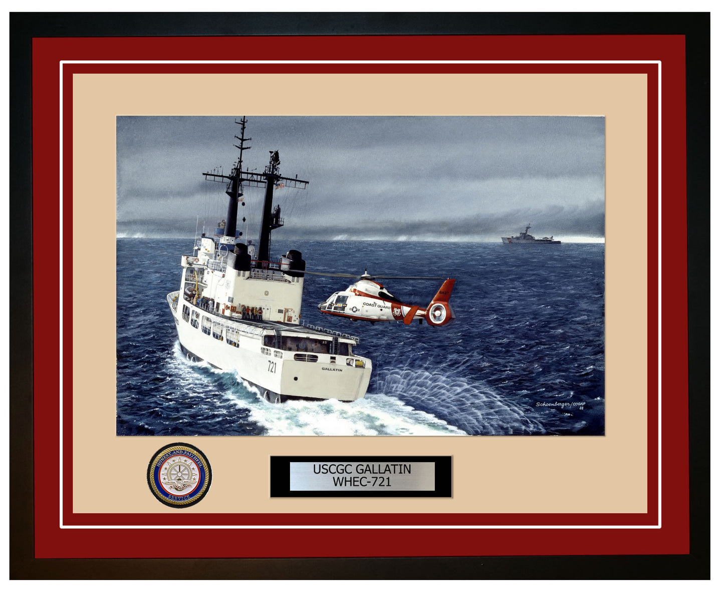 USCGC GALLATIN WHEC 721 Framed Coast Guard Ship Photo Burgundy 261WHEC721