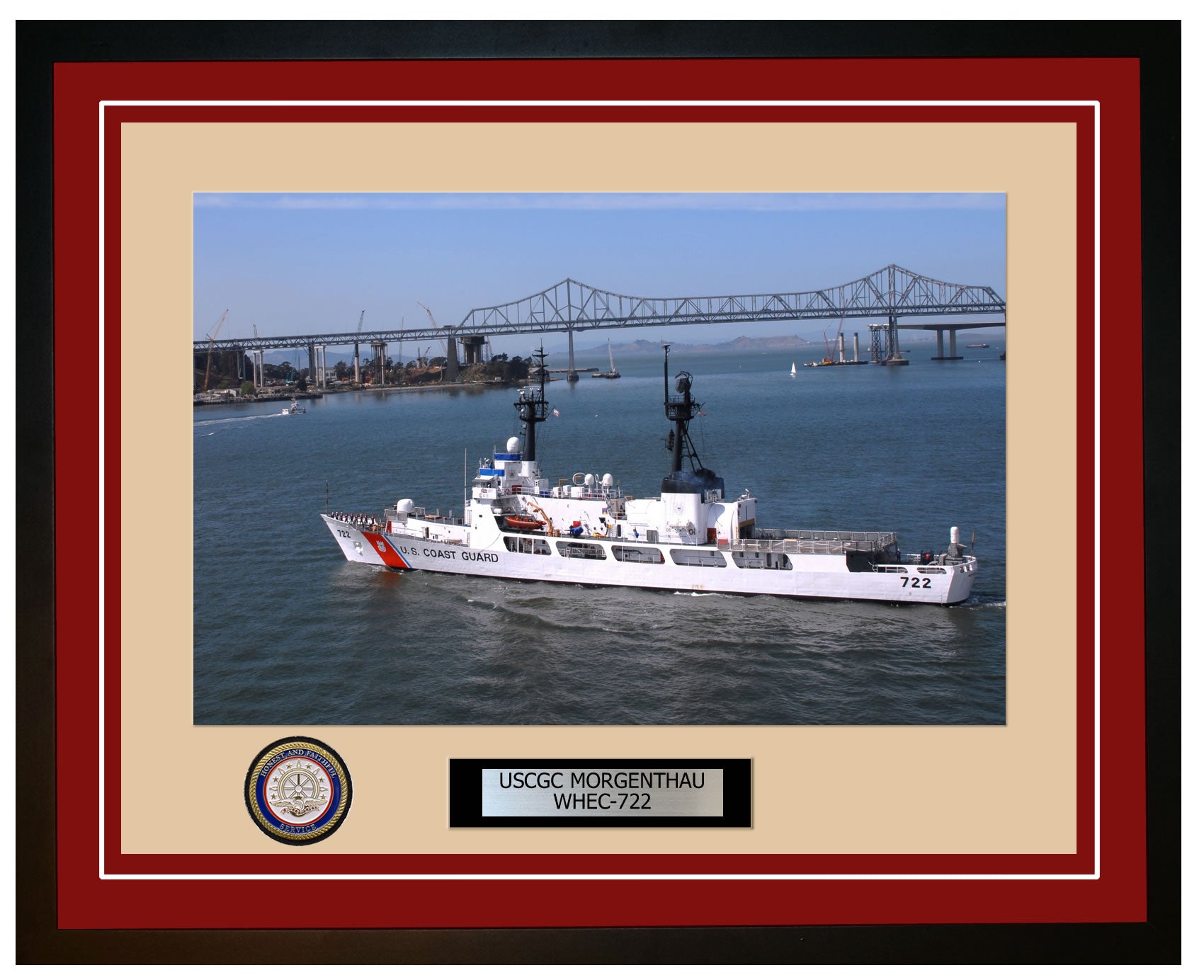 USCGC MORGENTHAU WHEC 722 Framed Coast Guard Ship Photo Burgundy 263WHEC722